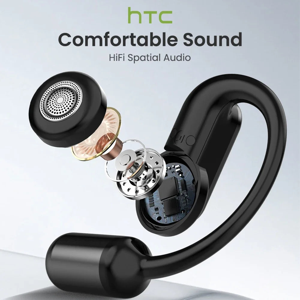 【AI Translation Earbuds】HTC NE50 Bluetooth Earphone Sports Wireless Headphones Smart Noise Reduction Earhook Replaceable battery