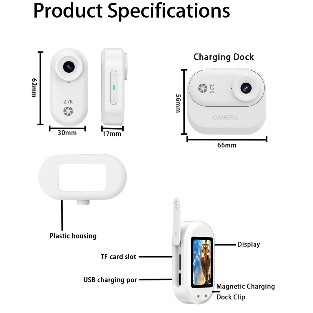 2.7K Outdoor Sports Camera 1.47 Inch HD Screen Thumb Action Came Motorcycle Road Sport Cam Magnetic Attraction Bracket Camera