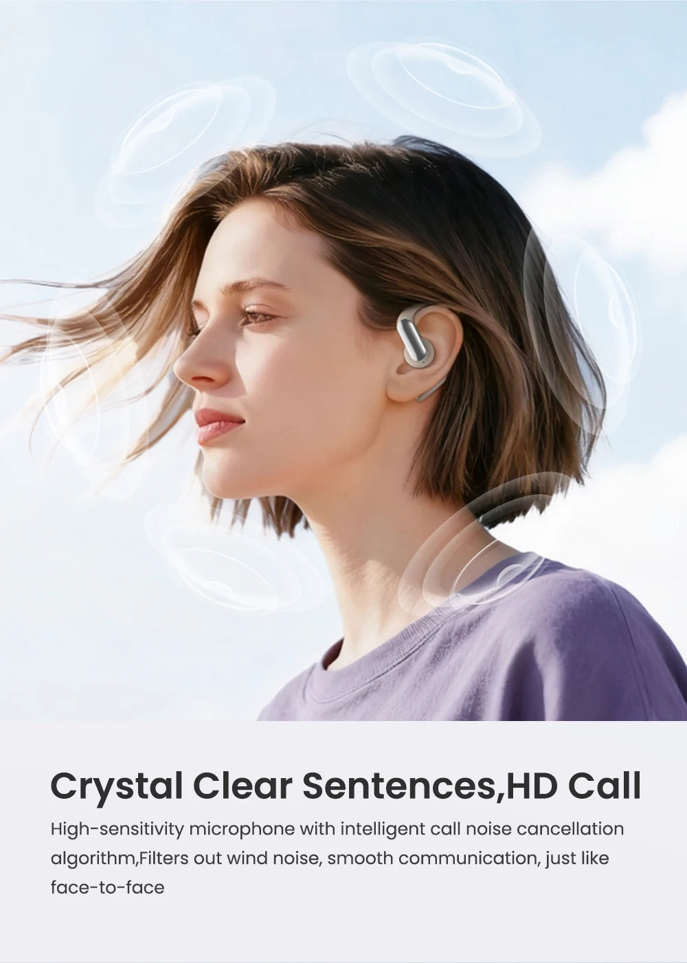 【AI Translation Earbuds】HTC NE50 Bluetooth Earphone Sports Wireless Headphones Smart Noise Reduction Earhook Replaceable battery