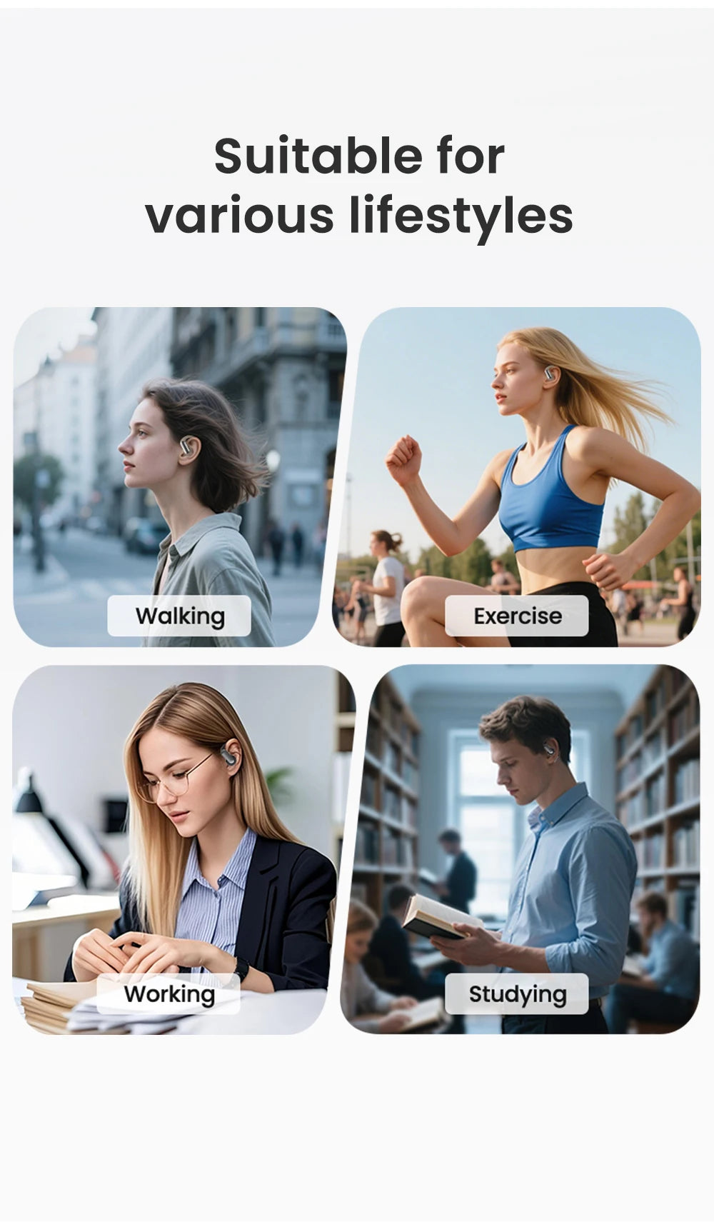 【AI Translation Earbuds】HTC NE50 Bluetooth Earphone Sports Wireless Headphones Smart Noise Reduction Earhook Replaceable battery