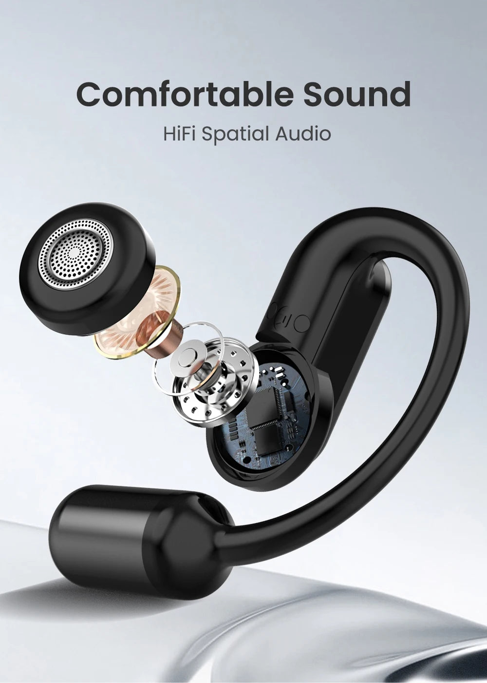 【AI Translation Earbuds】HTC NE50 Bluetooth Earphone Sports Wireless Headphones Smart Noise Reduction Earhook Replaceable battery